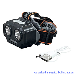 Фонарь налобный светодиодный SQ-803 2хР30 плюс 3хSMD 1200mah аккумуляторный