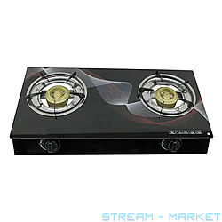 Газова плита Мрія 2 конфорки матеріал корпусу скло з пєзорозпалом