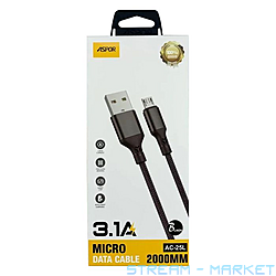 Кабель Aspor AC-25L Micro USB 3.1A2м Textile черный