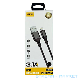 Кабель Aspor AC-26L Lightning 3.1А Textile 2м чорний