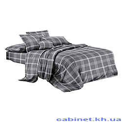 Постільна білизна Textile House бязь 65 200х220см євро сіра шотландка