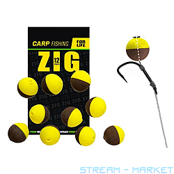 Плаваюча насадка ZIG 12mm жовто-коричнева 10шт