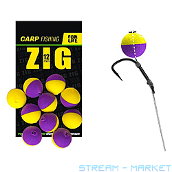 Плаваюча насадка ZIG 12mm фіолетово-жовта 10шт