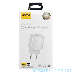 Мережевий зарядний пристрій Aspor A810 USB-CPD 30W білий