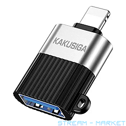 Перехідник OTG Kakusiga KSC-1422 Lightning Male-USB Female чорний