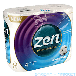 Туалетная бумага ZEN Premium 4 рул 3 шар