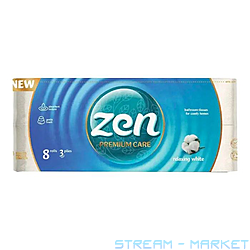 Туалетная бумага ZEN Premium 8 рул 3 шар