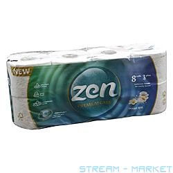 Туалетная бумага ZEN Premium Ocean SPA 8 рул 3 шар