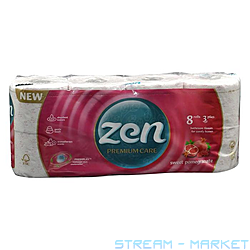 Туалетная бумага ZEN Premium Гранат 8 рул 3 шар