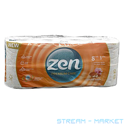 Туалетная бумага ZEN Premium Миндаль 8 рул 3 шар