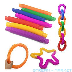 Труби пластикові еластичні Fidget Pop Tube набір 12шт