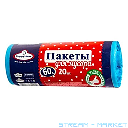 Пакет полиэтиленовый Happy House для мусора 60л рулон 10шт