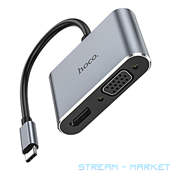  Hoco HB30 Eco Type-C multi-function converter HDTV  VGA  USB3.0  PD...