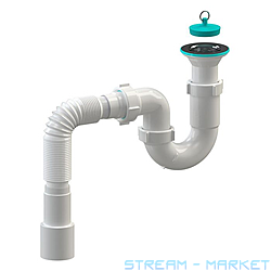 Сифон для мойки SoloPlast Н0310 прямоточный нержавеющий выпуск 1...
