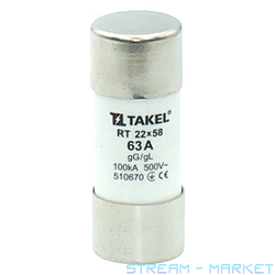 Плавкий предохранитель Takel RT 22х58 63А