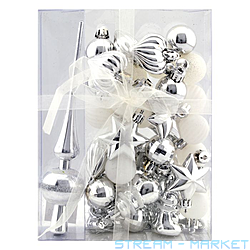 Набір новорічних пластикових іграшок ВАТ-300 33шт плюс верхівка...