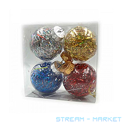 Набор новогодних пластиковых игрушек Мишура 7PET4-G17 d7см 4шт прозрачный с...