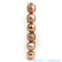 Набор новогодних пластиковых шаров Holiday 0917-7-6 d 7см 6шт...