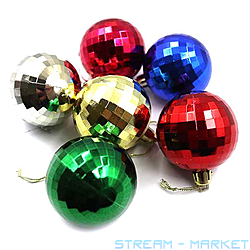 Набор новогодних пластиковых игрушек Дискобол 6472-54 d5см 6шт...