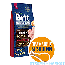 Сухой корм Brit Premium Dog Senior L XL для стареющих собак крупных и гигантских пород курица...