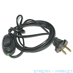 Шнур-бра черный с переключателем для бра и торшеров 4А 220В 1.3м
