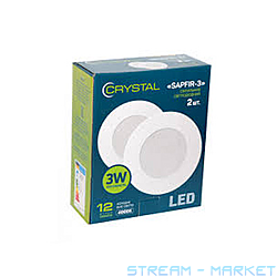 Светильник TM Crystal LED SAPFIR-3W DNL-000 врезной круг алюминий...