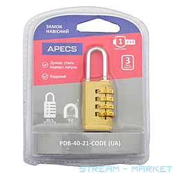 Замок навесной кодовый APECS PDB-40-21-CODE блистер