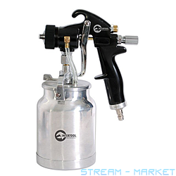 Краскораспылитель INTERTOOL PT-0214 HVLP BLACK PROF 1.5мм, нижн.метал.бачок рег. подачей...