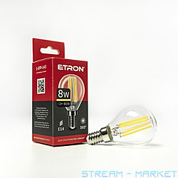   Etron 1-EFP-143 G45 8W 3000K E14 clear glass