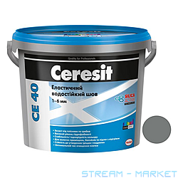 Затирка для швов водостойкая Ceresit CE 40 Trend Collection до 6мм 2кг №1 стальной...