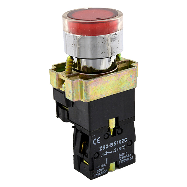 Кнопка управления XB2-BW3461 нажимная без фиксации Стоп с светодиодной ...