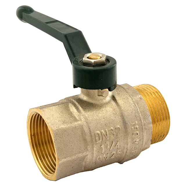 Шаровый кран LB 1 1/4" В/Н шар латунь Ручка зеленая для водопровода ...